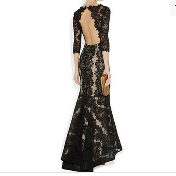 Alice + Olivia Jae Lace Open-Back Gown NWTs!